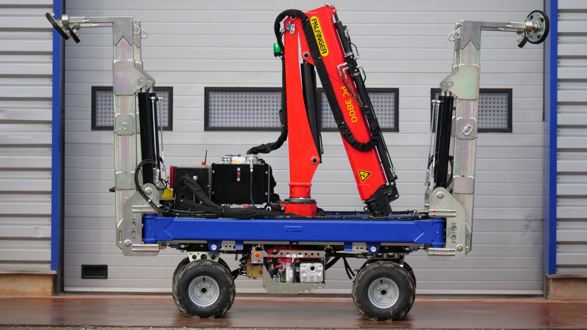 Le chassis grue est un accessoire du chariot robotisé standard Le chassis grue est un accessoire du chariot robotisé standard